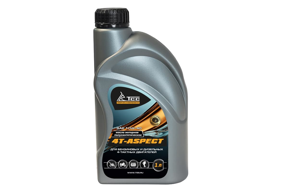 Масло моторное полусинтетическое универсальное SAE 10W-40, API SG/CD (4T-ASPECT, канистра 1л/ Motor oil 1liter can)