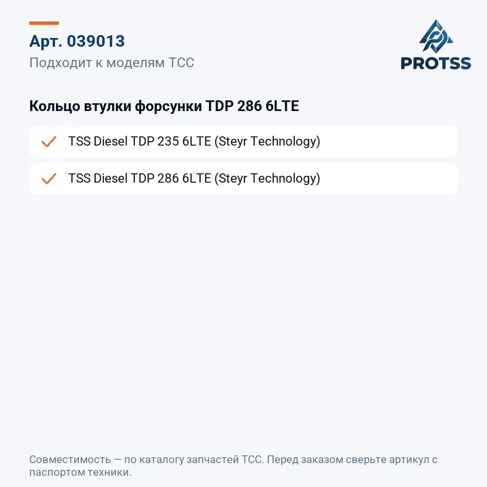 Кольцо втулки форсунки TDP 286 6LTE — к каким моделям подходит