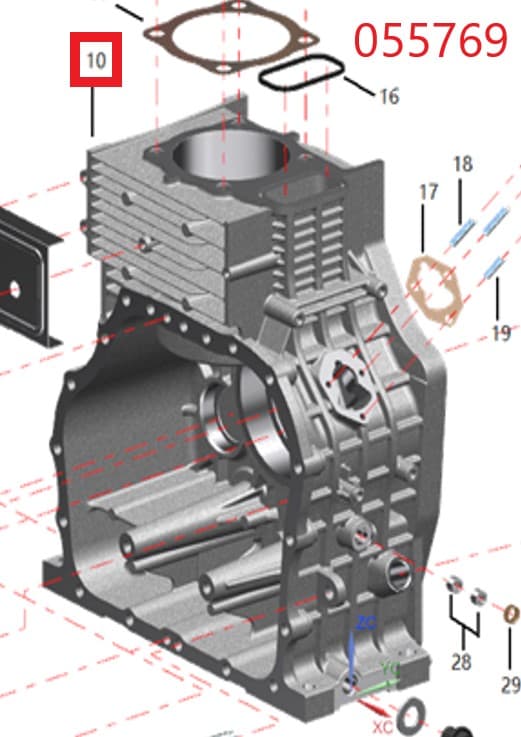 Блок цилиндра SDG 8000(..),1100FE Sh / Engine block (SDG 8000EH3A-SP-3-1-10)