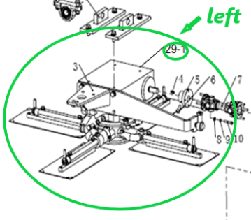 Редуктор левый TSS DRD 2000H/Gear box (left), №29-1 (CNMG36-D029-1)