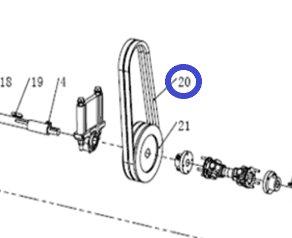 Ремень приводной зубчатый (V15×900Li) для TSS DRD2000/Belt B42 (V15×900Li), №20 (CNMG36-D020)