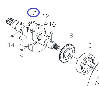 Вал коленчатый Diesel 178FE/Crank Shaft Assy 178FE, TSS PDST80E, E-09/№13 (20011-00407-00)
