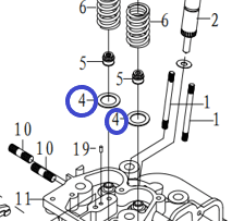 Прокладка пружины клапана Diesel 188FE/Valve Spring Gasket, №4 (30139-00080-00)