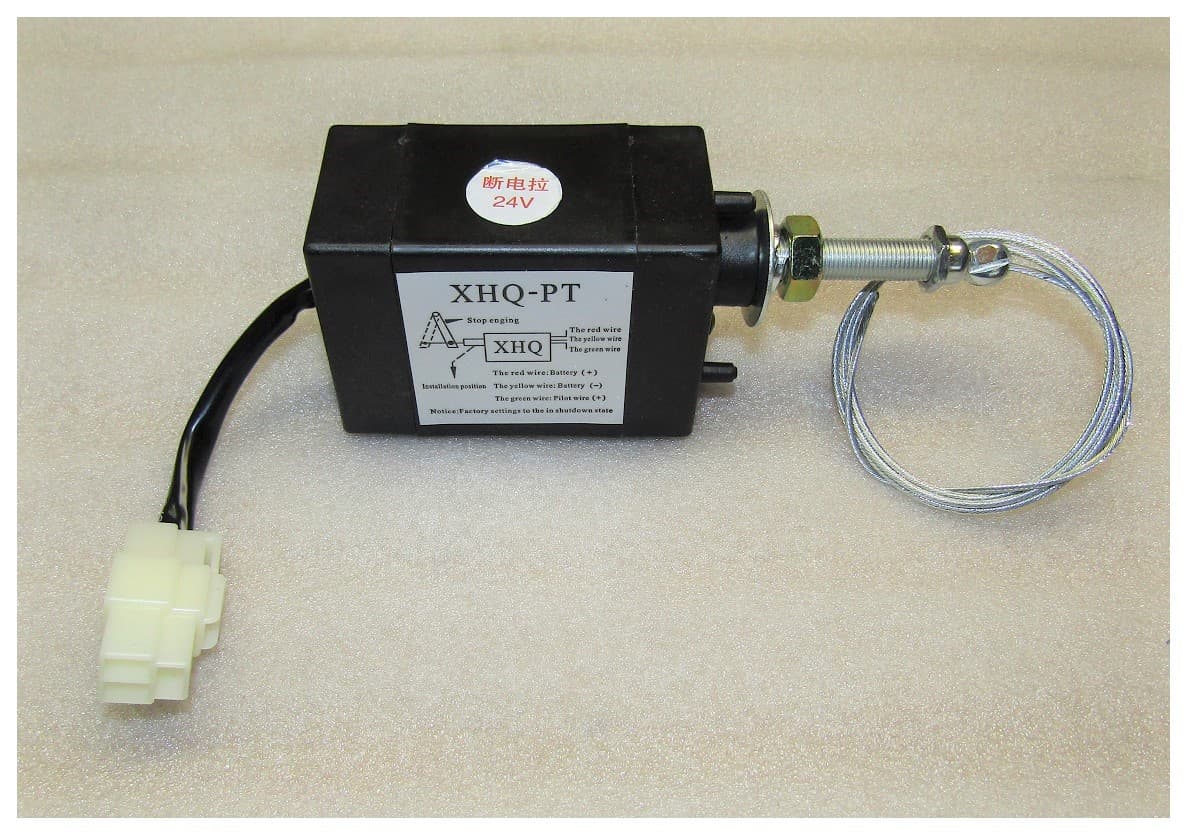 Соленоид вытягивающий ТНВД (24v) с тросиком (XHQ-PT,24v)/Fuel cut push-out solenoid valve subassembl